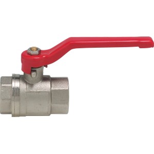 Kugelhahn 24,1 mm, matt verchromt mit rotem Hebel für Anschlüsse & Kupplungen.