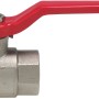 Kugelhahn 24,1 mm, matt verchromt mit rotem Hebel für Anschlüsse & Kupplungen.