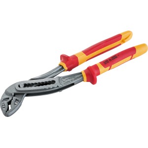 LUX Wasserpumpenzange 1000 V, 250 mm, mit rot-gelbem Griff. Ideal zum Greifen und Lösen von Schrauben.