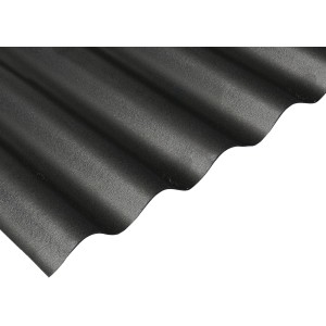 Anthrazitfarbene PVC Profilplatte Sinus 76/18, geeignet für Kunststoffbedachung.