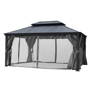Jet-Line Gartenpavillon Bagdad aus Alu mit Festem Metalldach 3,65 x 3,65 Meter in Anthrazit