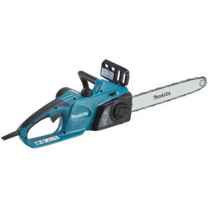 Makita Elektro-Kettensäge UC4041A, 1800 W, mit blaugrünem Gehäuse und Schwert.