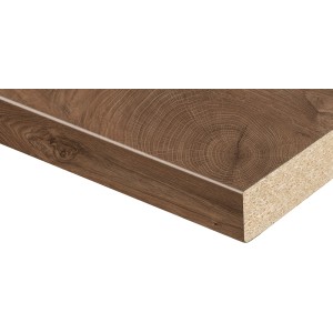 Detailaufnahme: Kaindl Arbeitsplatte Eiche Endgrain Cognac, 60 cm breit, Holzdekor.