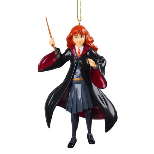 Harry Potter Weihnachtsanhänger: Hermine Figur mit Zauberstab als Baumbehang.