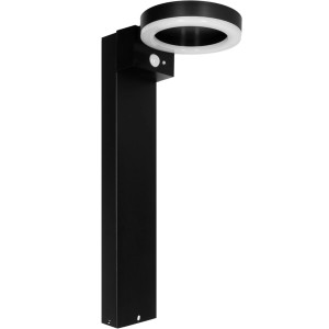 Schwarze Solar-Wegeleuchte Amsterdam mit Sensor, 6W, 600lm, 2700K, IP44 für den Außenbereich.