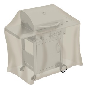 Beige tepro Abdeckhaube für mittelgroßen Gasgrill (130x100x65 cm) schützt vor Wettereinflüssen.