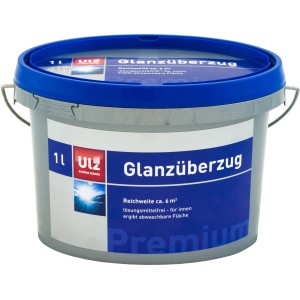 Eimer Ulz Glanzüberzug 1 l, farbloser Lack für Innen, für strapazierfähige Oberflächen.