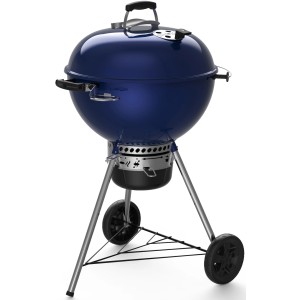 Weber Holzkohlegrill Master-Touch GBS-5750 in Ocean Blue mit Deckelthermometer und Rädern.