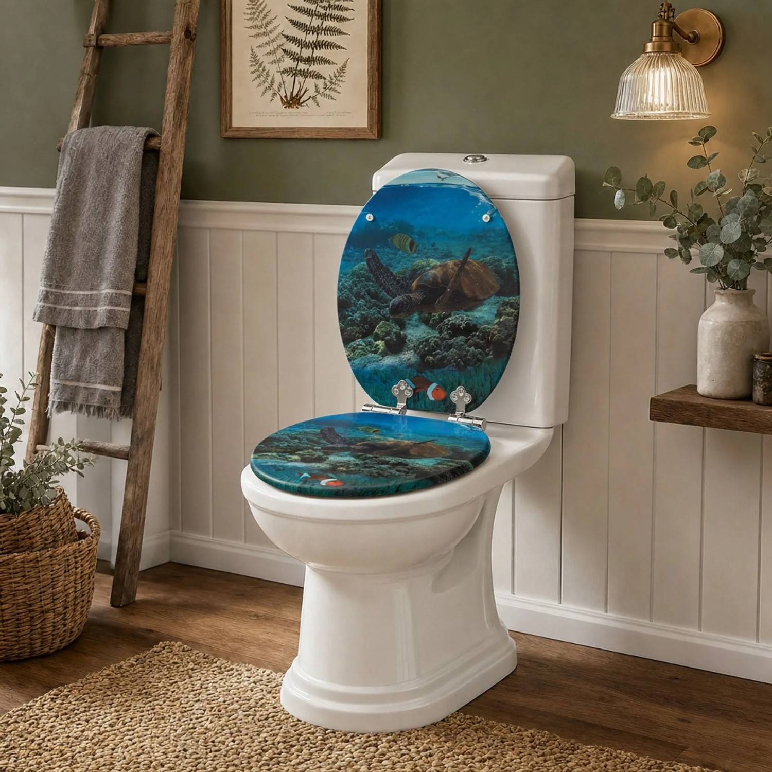 Sinobath WC-Sitz Oval mit Absenkautomatik Unterwasserwelt Universell Passend_6