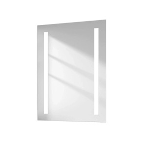 Rechteckiger Emke LED Badspiegel 50x70cm mit zwei vertikalen Lichtstreifen für moderne Bäder.