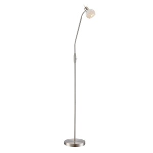 Globo LED-Stehleuchte Elliott, Nickel matt, mit Flexoarm und satiniertem Glas.