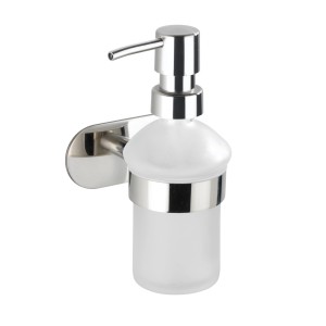 Wenko Seifenspender Orea Shine: Wandmontierter Spender aus Edelstahl und satiniertem Glas, ca. 200 ml.
