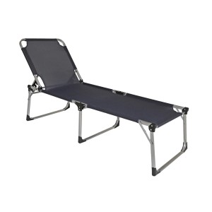 Garden Pleasure XXL-Sonnenliege Abaco in Anthrazit/Silber mit Alugestell und atmungsaktivem Gewebe.