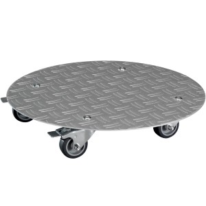 Wagner Kübelroller Alaska, Ø 38 cm, aus Aluminium-Riffelblech mit Rollen und Bremsen.