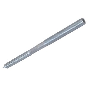 Silberne Kirchhoff Stockschraube M8 x 120 mm mit Gewinde.