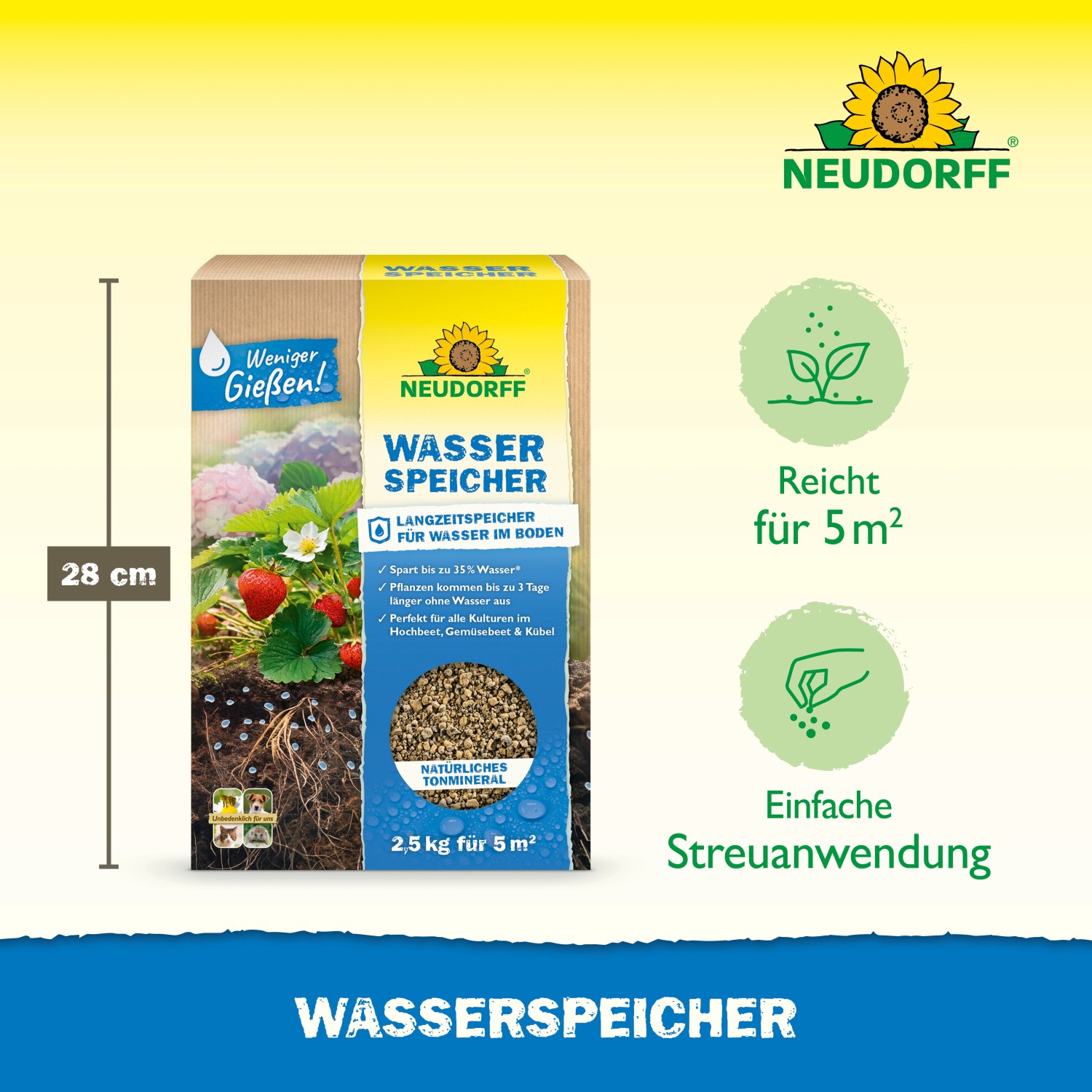 Neudorff Wasserspeicher 2,5kg: Bodenverbesserer für weniger Gießen im Garten & Beet.