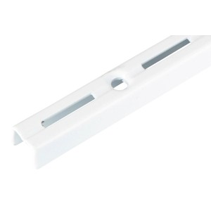 Weiße Regalschiene, 50 cm, zur Befestigung von Regalböden im Möbelbau.