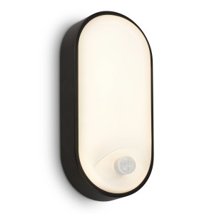 Schwarze Briloner LED Wandleuchte mit Bewegungsmelder, ideal für den Außenbereich.