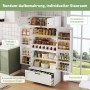 okwish Küchenaufbewahrungsschrank mit Einlegeböden Schubladen Weinregal 80x40x180cm Weiß_9