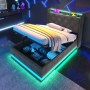 okwish Polsterbett 90x200cm mit LED USB C Einzelbett Grau mit Matratze_4
