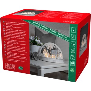 Konstsmide LED Holzsilhouette Häuser und Rentiere, warmweiß, batteriebetrieben, für stimmungsvolle Weihnachtsdeko im Innenbereich.