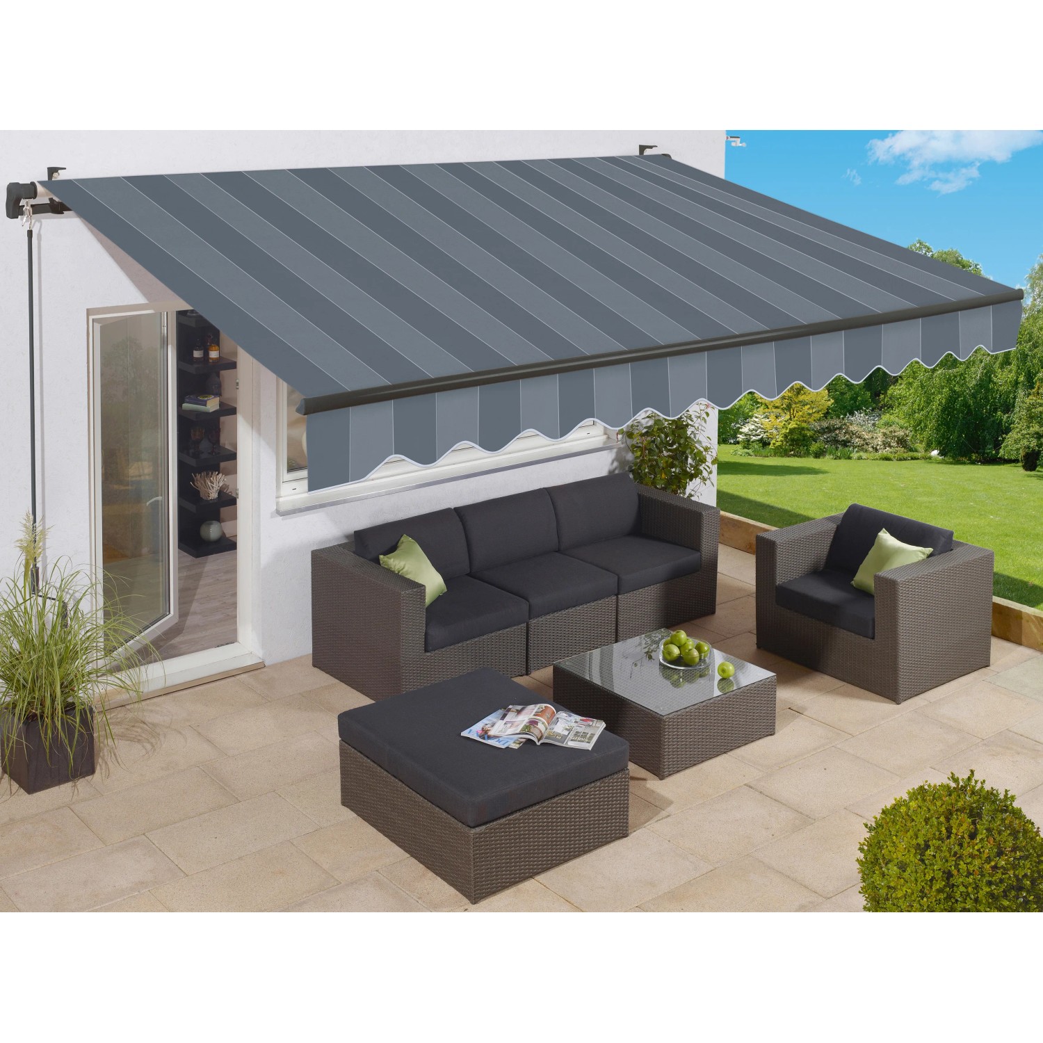 Gelenkarmmarkise Aventura 3x2m Blau-Grau kaufen bei OBI