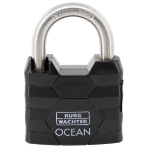 Burg Wächter Vorhangschloss Ocean, seewasserfest, schwarz. Zylinder-Vorhangschloss mit Edelstahlbügel.