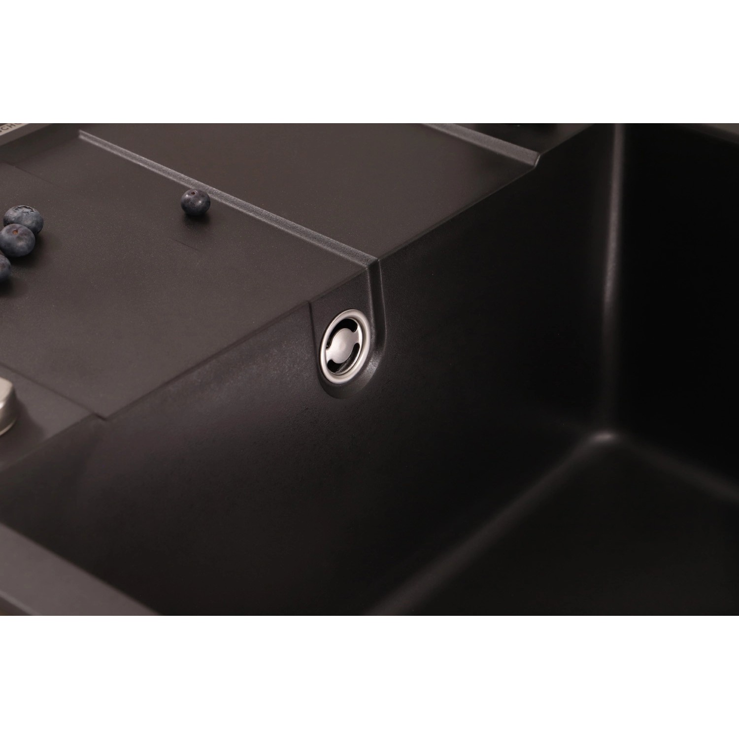 Respekta Granitspüle Nashville, 65x50 cm, Schwarz, Detailansicht.