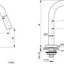 Technische Zeichnung: Ideal Standard Ceraline Standventil, Ausladung 126mm, Schwarz matt, Maße und Details.