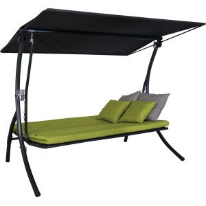 Angerer Hollywoodschaukel Motion Smart Lime mit Liegefunktion und Sonnendach.