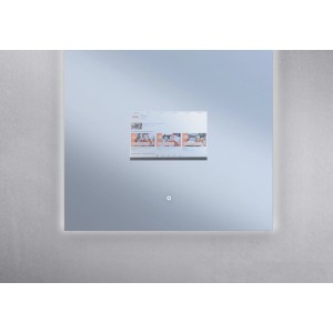 Smart LED-Spiegel 60x80 cm mit interaktivem Display und Dimmfunktion.