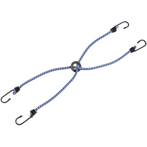 4-armige Gepäckspinne mit Stahlhaken und blauen Gummiseilen für Reise & Transport.
