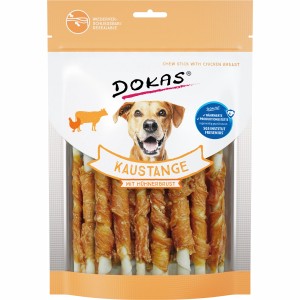 Dokas Kaustange Hühnerbrust, 200g Packung. Leckerer Kausnack für Hunde zur Zahnpflege und Belohnung.