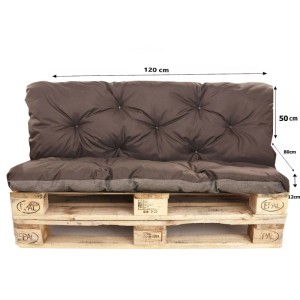 Setgarden Enkel Set Palettenkissen 120x80x50cm Sitzkissen + Rückenkissen 1tlg Braun