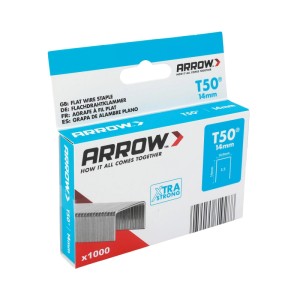 Arrow Klammern T50, 14 mm, 1000 Stück, für Tacker. Flachdrahtklammern im Karton.