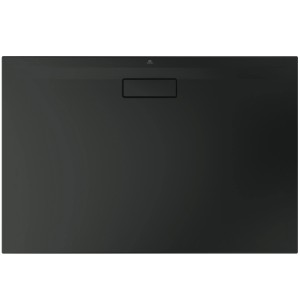 Rechteckige, schwarze Ideal Standard Duschwanne Extraflach, 120x80 cm. Moderne Brausewanne für bodenebenen Einbau.