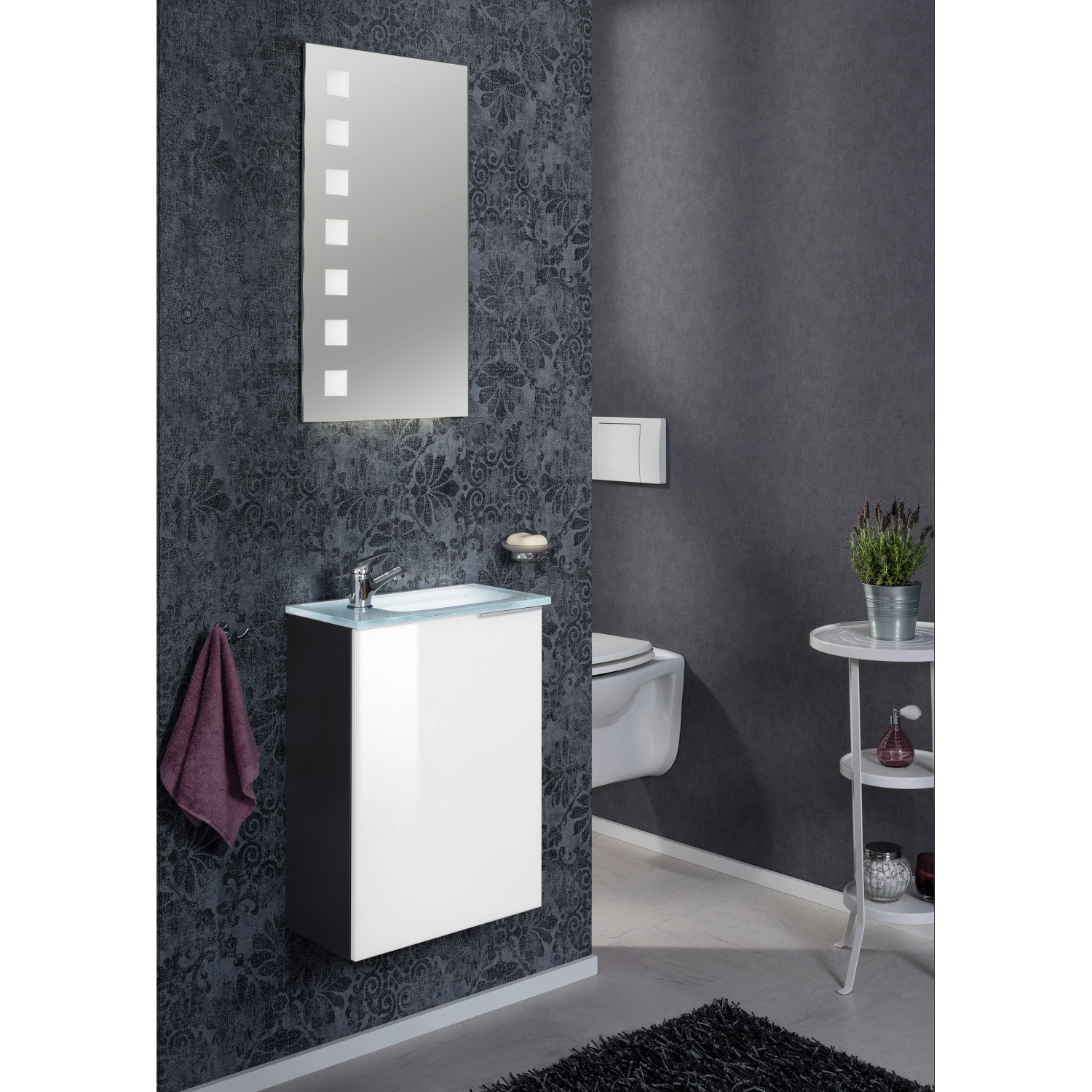 Fackelmann Waschbeckenunterschrank SBC, Anthrazit/Weiß, 44 cm breit.