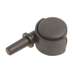 Schwarze Doppelrolle Ø 40 mm mit Stift, Traglast 20 kg, für Möbel und Rollcontainer.