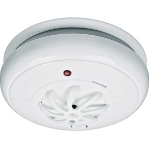 Smartwares RM127K Hitzemelder: Weißer Wärmemelder mit Testknopf und roter LED.