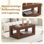 okwish Couchtisch mit MDF Doppelschicht Wohnzimmer Lager Regal 93x53x45cm Walnuss_7