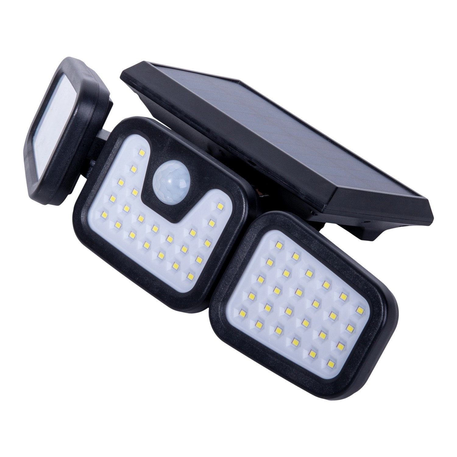 Schwarze Näve LED Solar-Wandleuchte Pacita mit Solarpanel und Bewegungssensor.