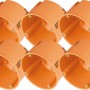 10 orangefarbene Hohlwanddosen, Ø 68 mm x 47 mm, IP30, für Schalter und Steckdosen.