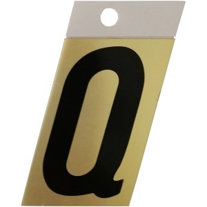 Metallschild Buchstabe Q, 6 cm, selbstklebend.
