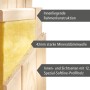 Detailaufnahme Karibu Sauna Wandaufbau: Rahmen, Dämmwolle und Profilholz