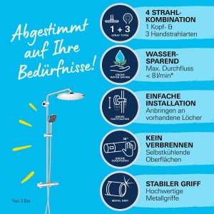 Grohe QuickFix Vitalio Duschsystem 310 mit Kopf- und Handbrause, Chrom.
