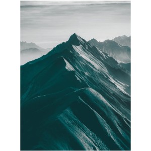 Komar Wandbild Mountains Top, 30x40 cm, zeigt Berglandschaft in Grautönen.