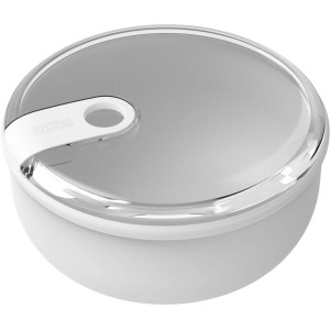 Runde, weiße Rotho Frischhaltedose Ela 0,75 l mit transparentem Deckel. Küchenhelfer für die Aufbewahrung.