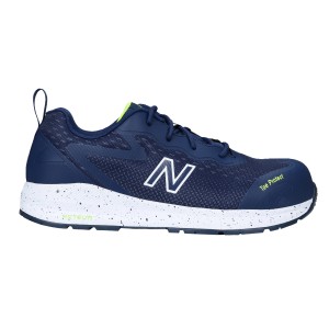 New Balance Logic S1 PL Sicherheitsschuh in Marine-Gelb, Gr. 40, mit Fiberglas-Zehenkappe.