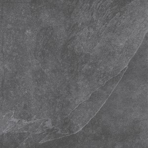 Bodenfliese Feinsteinzeug Mare Schwarz, 60x60 cm, matte Steinoptik für Innenräume.