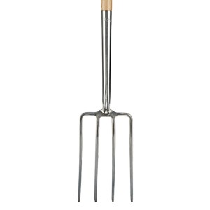 Kent & Stowe Spatengabel mit Eschenholzstiel und vier Zinken aus Edelstahl.